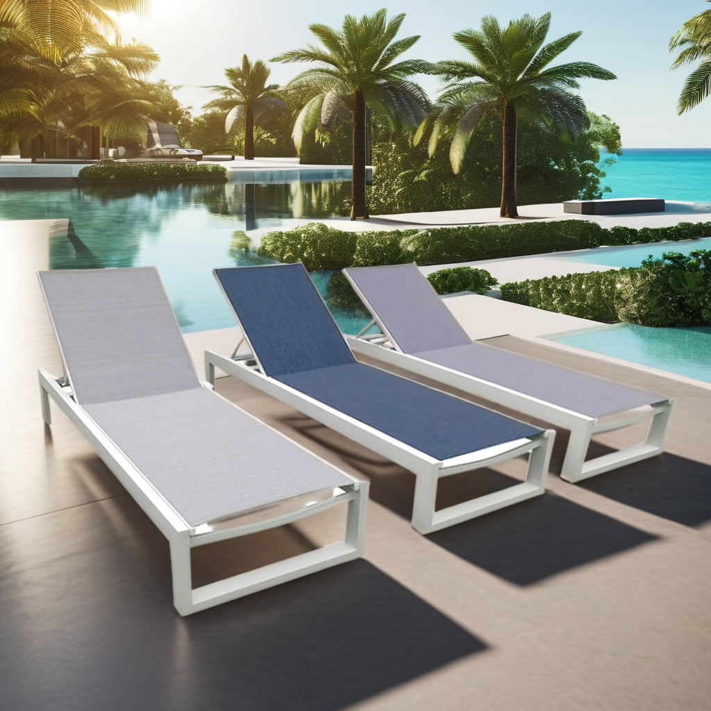 Outdoor Aluminum Sun Lounger — Stackable Poolside Chaise