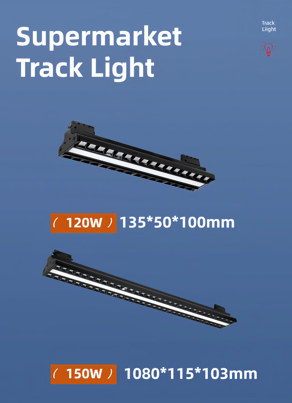 Commercial LED Linear Track Light — 150W High-Output Spotlight