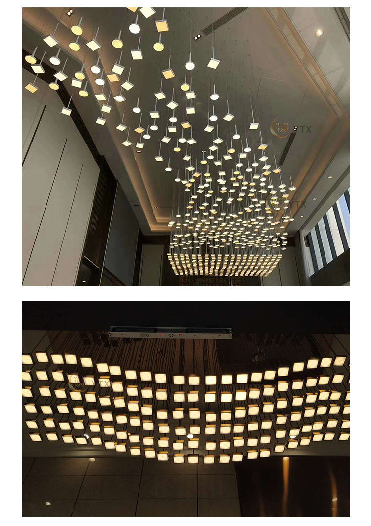 Wave-Design Acrylic & Crystal Chandelier — Custom Large-Scale