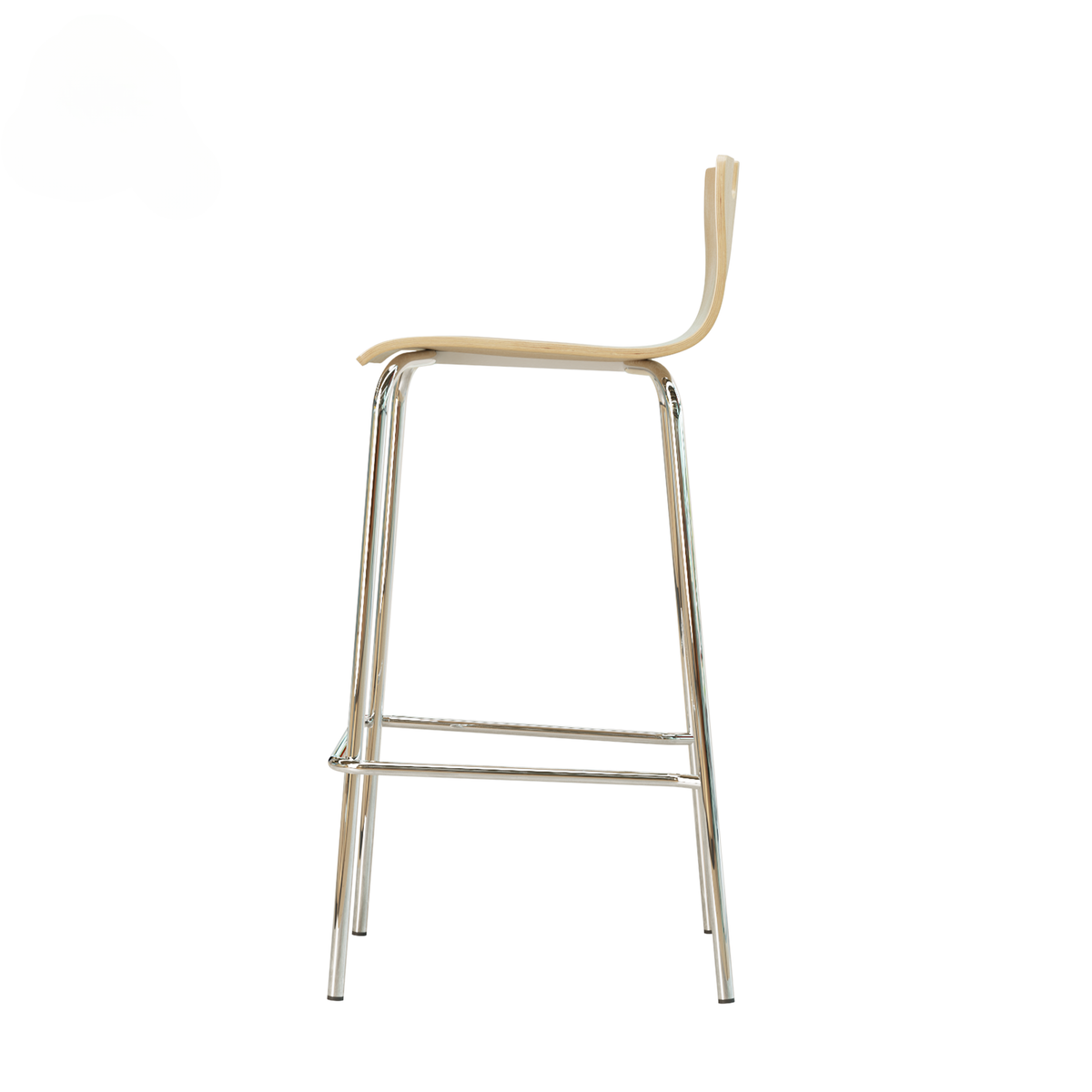 Modern Bar Stool with Bag Holder — Metal Frame, Wood Backrest