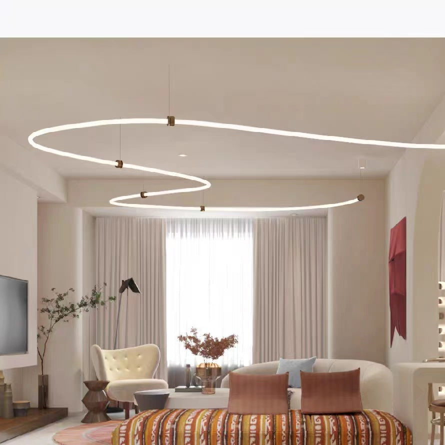 Minimalist LED Line Pendant Light — Silicone DIY Chandelier