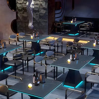 Modern Bar Furniture Set — Cross-Back Chairs &amp; Wood-Top Tables image preview