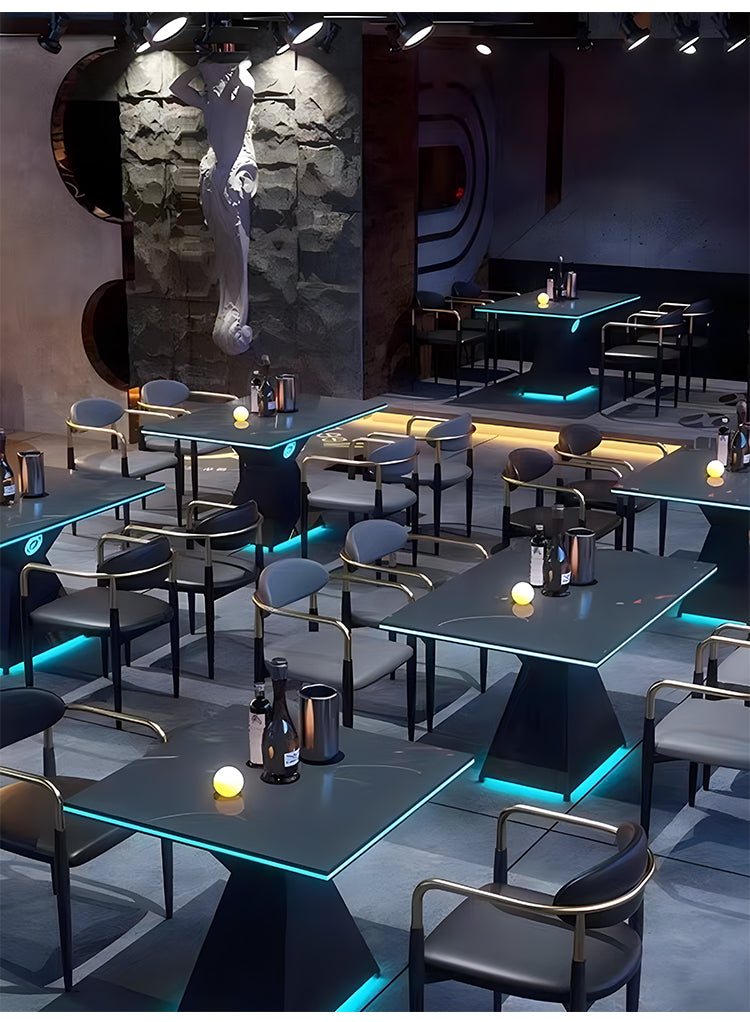 Modern Bar Furniture Set — Cross-Back Chairs & Wood-Top Tables
