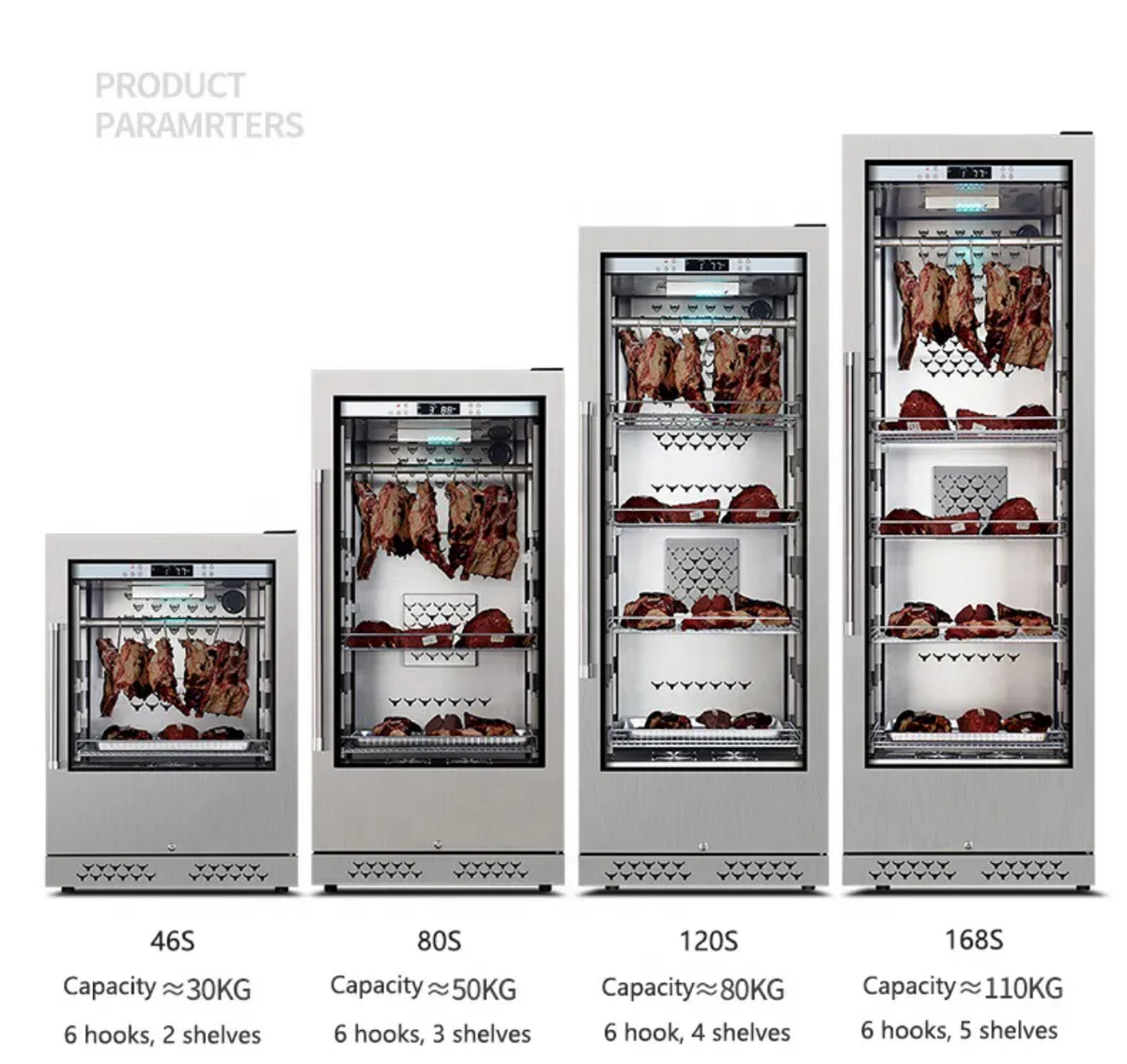 Commercial Dry Aging Refrigerator — Glass Door, Stainless Steel, 220–240V / 110–240V