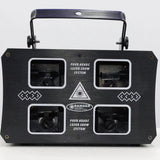Four-Eye RGB Laser Light — Double-Layer DMX512 Beam Projector, 2W