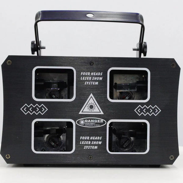 Four-Eye RGB Laser Light — Double-Layer DMX512 Beam Projector, 2W
