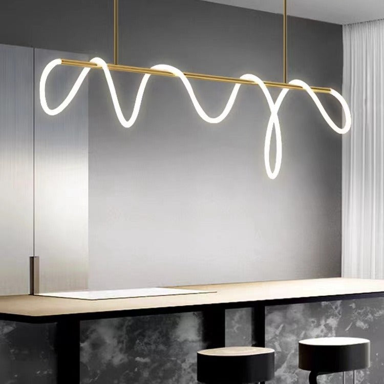 Minimalist LED Line Pendant Light — Silicone DIY Chandelier