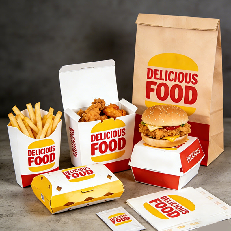 Custom Fast Food Takeaway Packaging Box Set — Paperboard