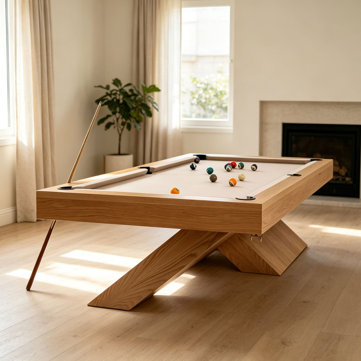 Custom-Design Solid Wood Pool Table — Slate Bed Billiard Table