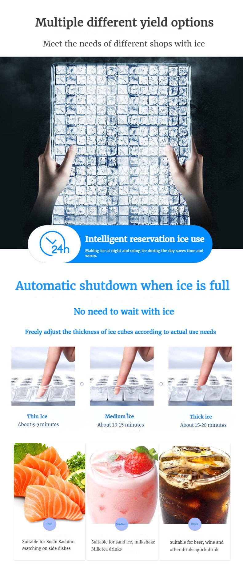 Commercial Automatic Cube Ice Maker — Air-Cooled, 80-120 kg/Day