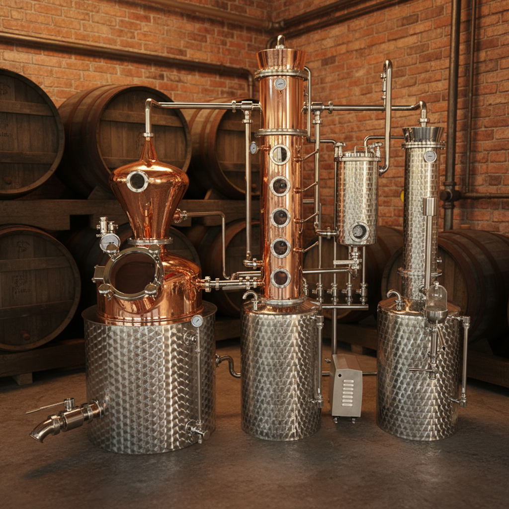 Commercial Reflux Column Still — Copper & Stainless Distillation System