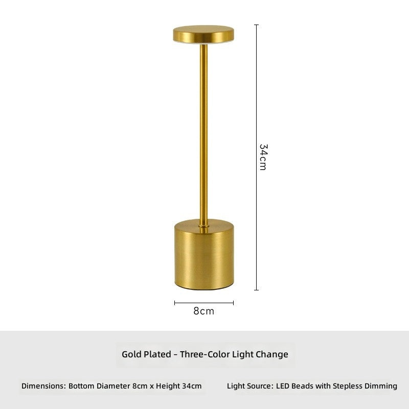 Cordless LED Table Lamp — Rechargeable Metal Dimmable