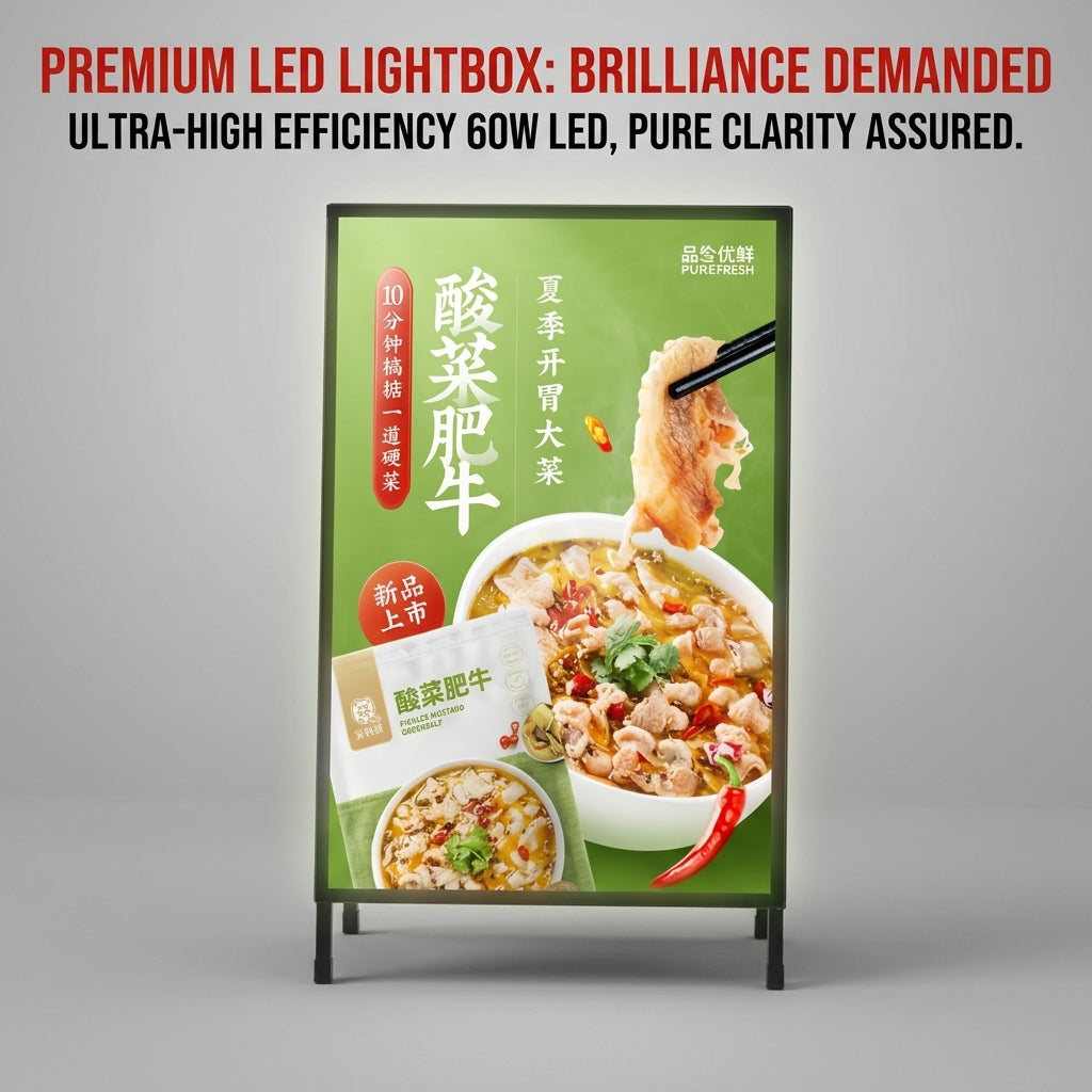 Foldable LED A-Frame Light Box — Double-Sided Sidewalk Sign