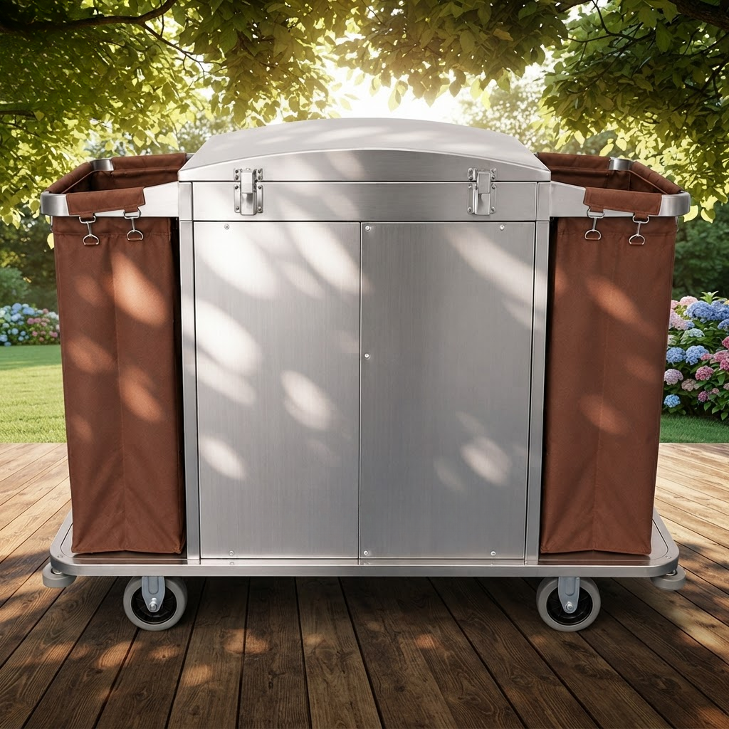 Housekeeping Linen Cart — Foldable Stainless Steel