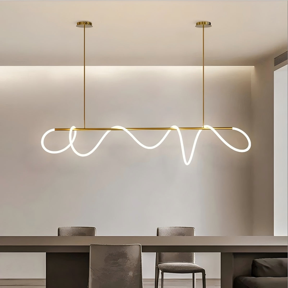 Minimalist LED Line Pendant Light — Silicone DIY Chandelier
