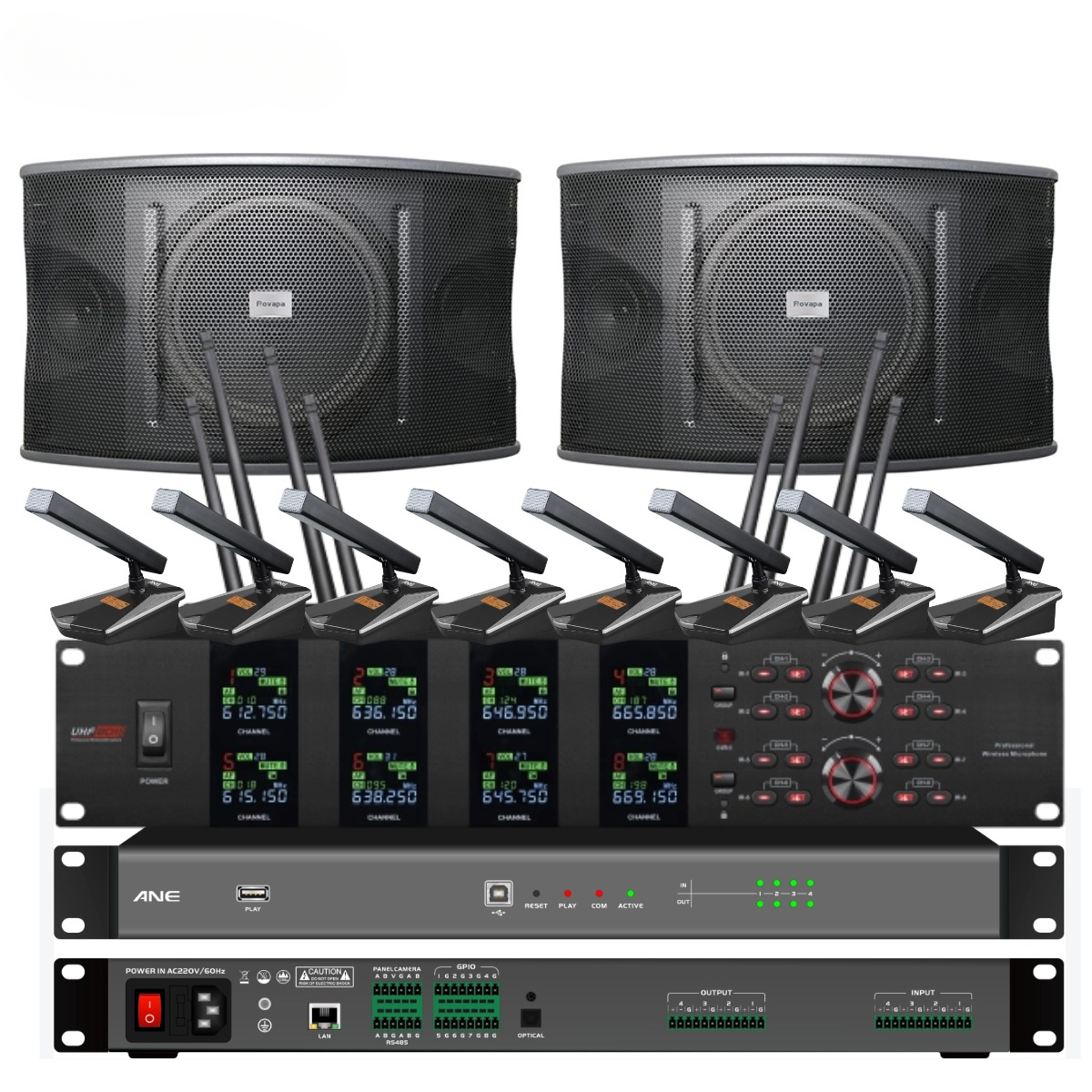 Wireless Digital Conference System — 8-Mic Discussion & Interpretation