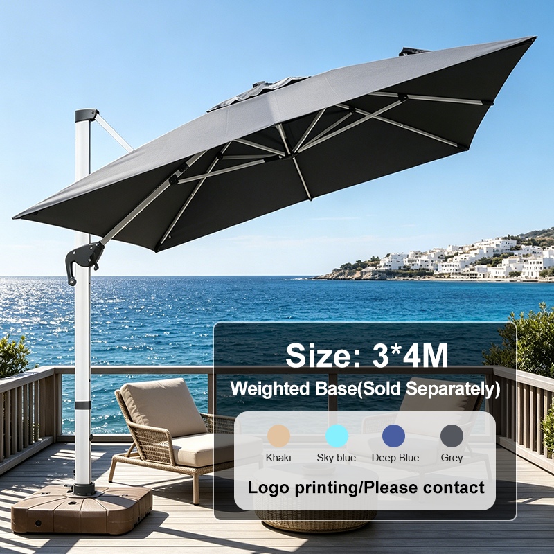 Cantilever Patio Umbrella — Aluminum LED Offset Parasol