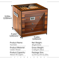 Aperçu : Armoire à cigares en bois — porte vitrée, 4 plateaux