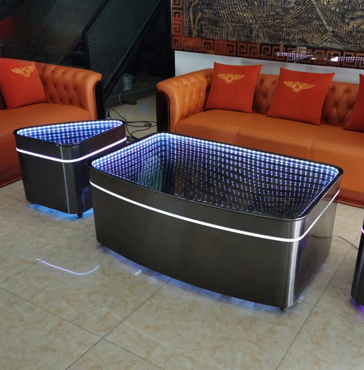 LED Glow Bar Table — RGB Illuminated Stainless Steel Cocktail Table