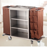 Housekeeping Cleaning Cart — Stainless Steel Maid Trolley