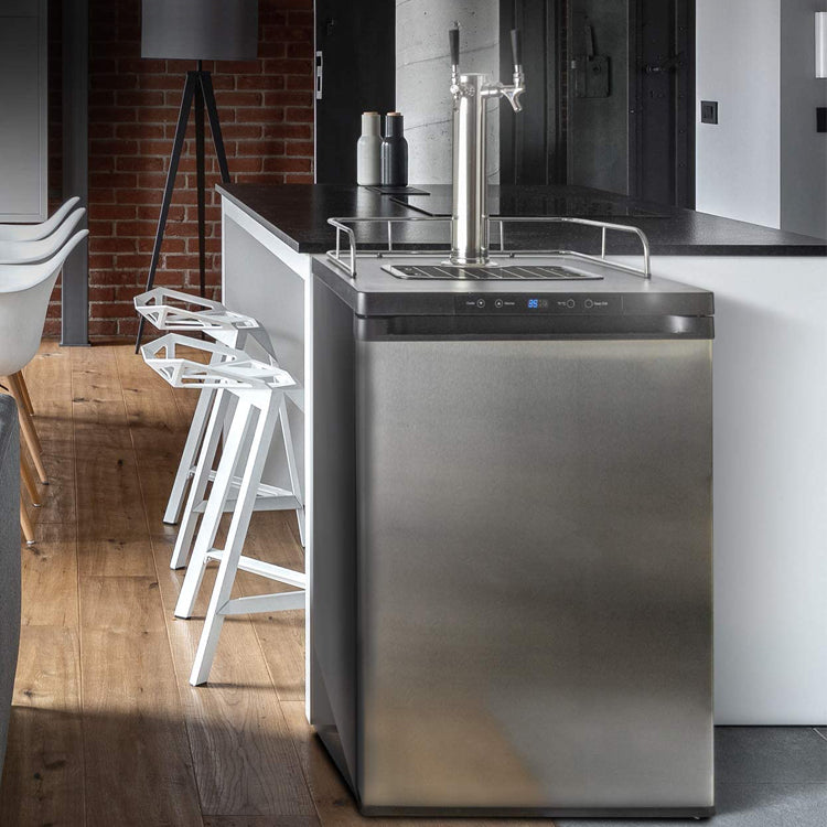 2-Tap Beer Kegerator — Stainless Steel
