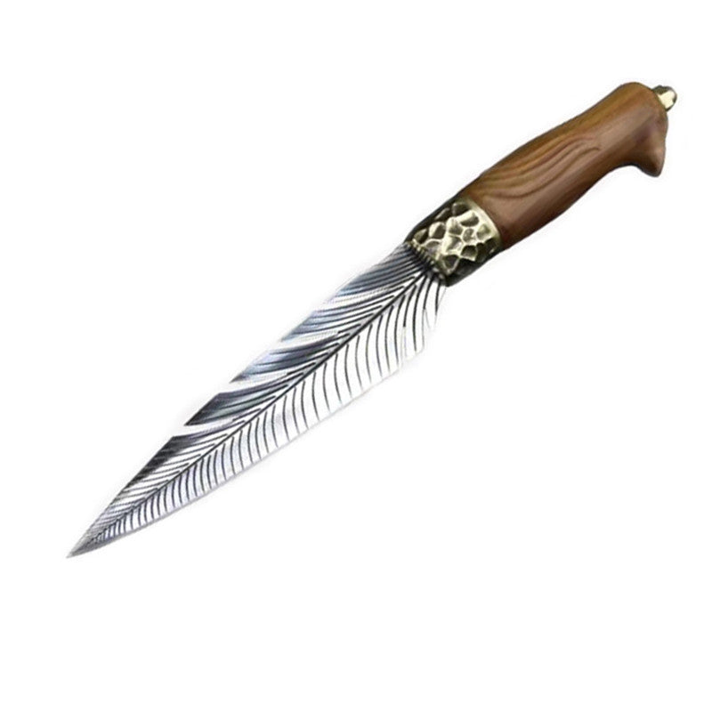 Hand-Forged Feather Pattern Chef Knife