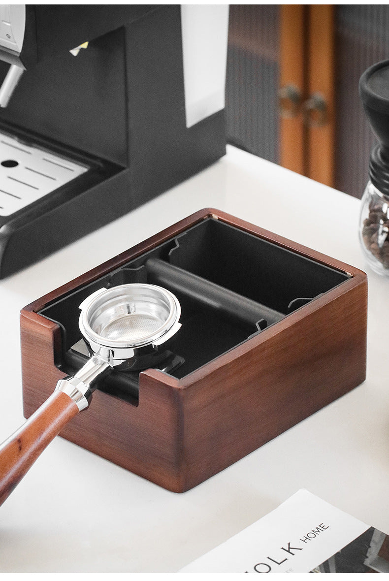 Vintage Wooden Espresso Knock Box with Stainless Steel Bin