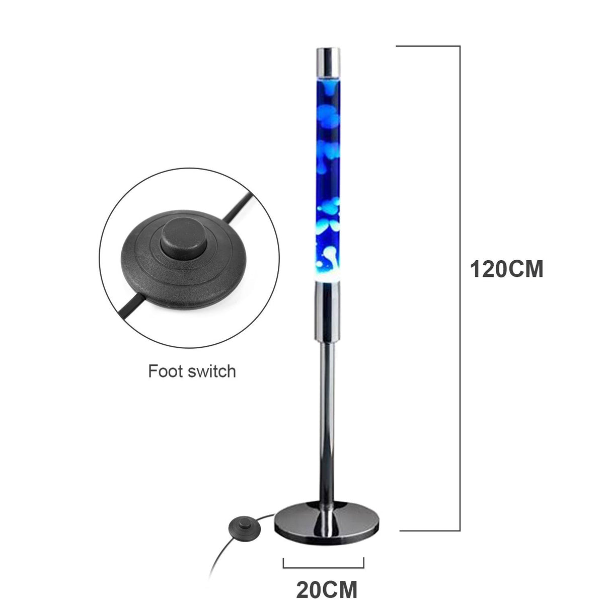 Modern LED Floor Lava Lamp — Tall Glass Rainbow Accent Light