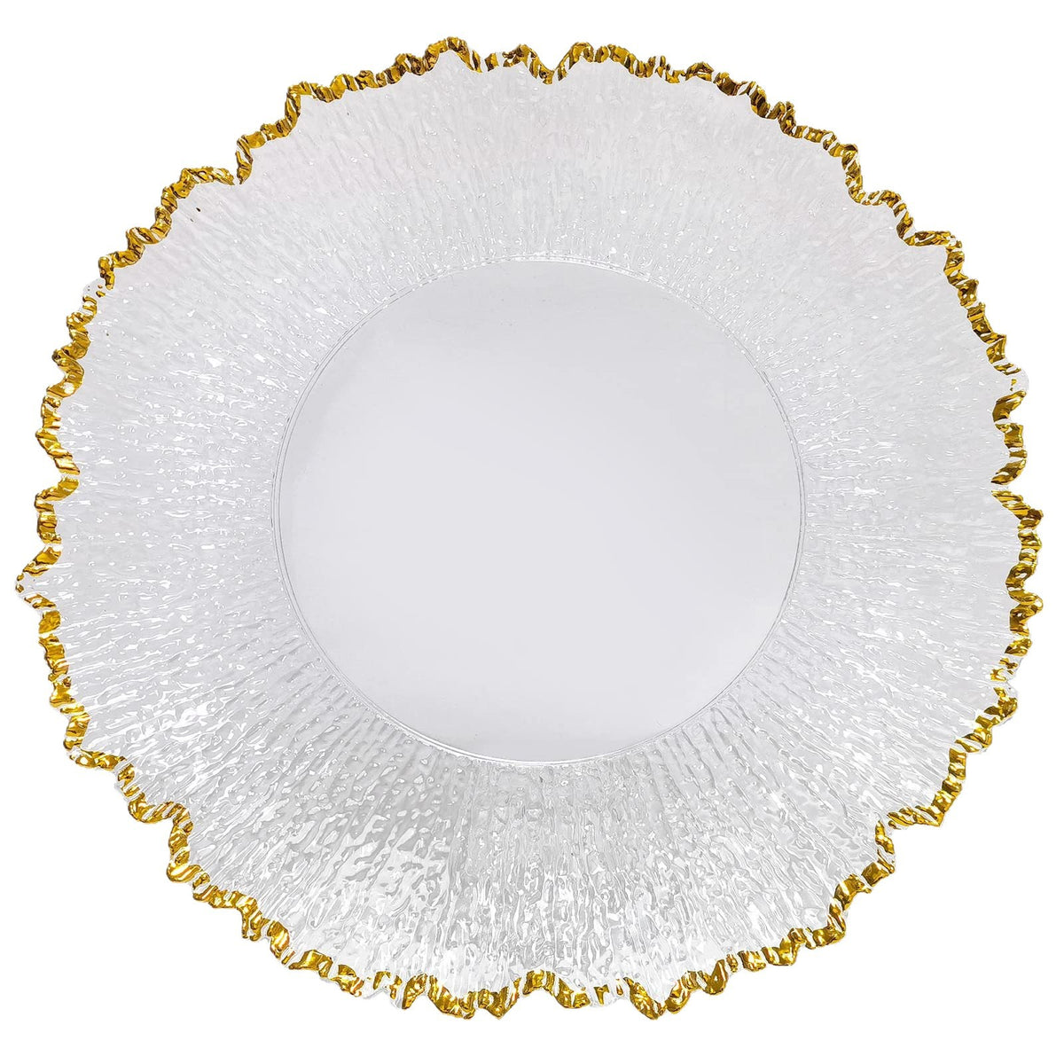 Clear Sunflower Charger Plate with Gold Rim