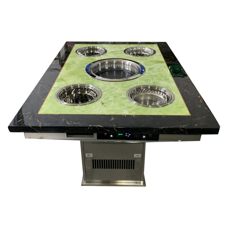 Smoke-Free Hot Pot Table — Marble Top, Built-In Induction