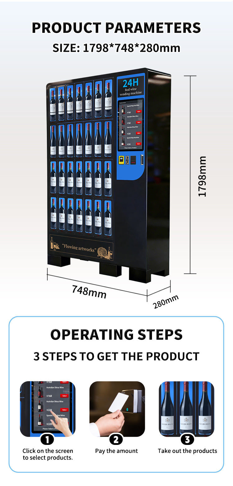 Smart Wine Vending Machine — 28-Bottle Touchscreen Kiosk