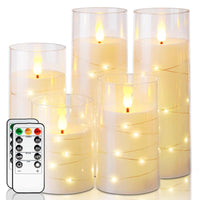 Flameless LED Pillar Candles with Embedded Fairy Lights — Remote &amp; Timer image preview