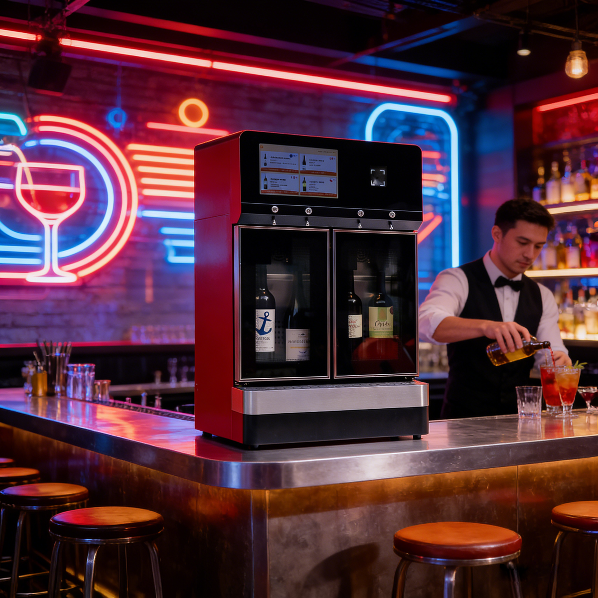 Commercial Wine Dispenser — 4-Tap with Argon Preservation