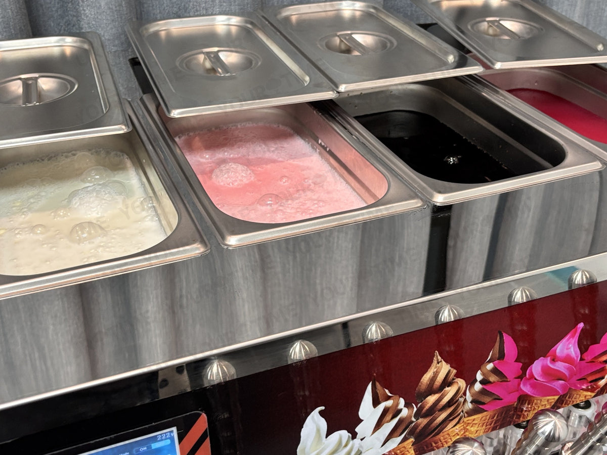 Commercial Soft Serve Ice Cream & Slush Machine — 7 Flavors, 4 Cylinders