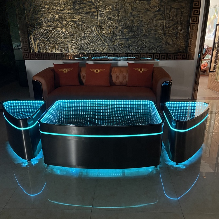 LED Glow Bar Table — RGB Illuminated Stainless Steel Cocktail Table
