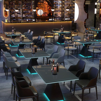 Modern Bar Furniture Set — Cross-Back Chairs &amp; Wood-Top Tables image preview