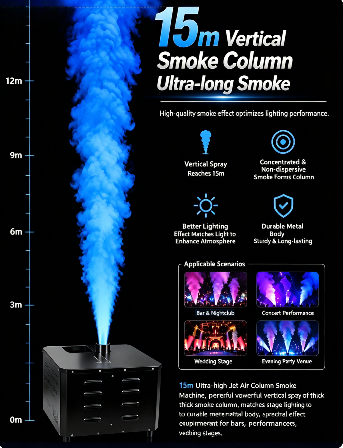 3000W DMX512 Color Fog Jet Machine — Remote Control