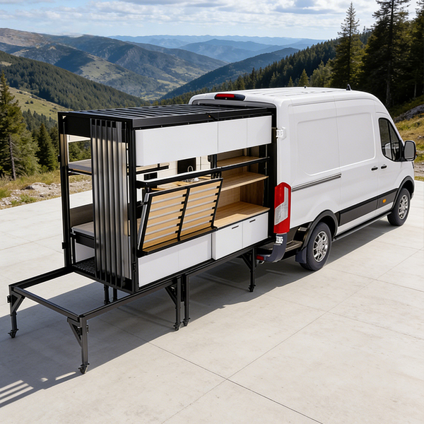 Kit d'aménagement modulaire pour fourgon — module camper coulissant
