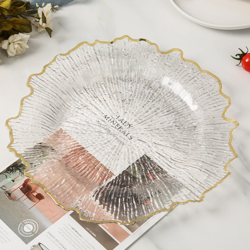 Clear Sunflower Charger Plate with Gold Rim