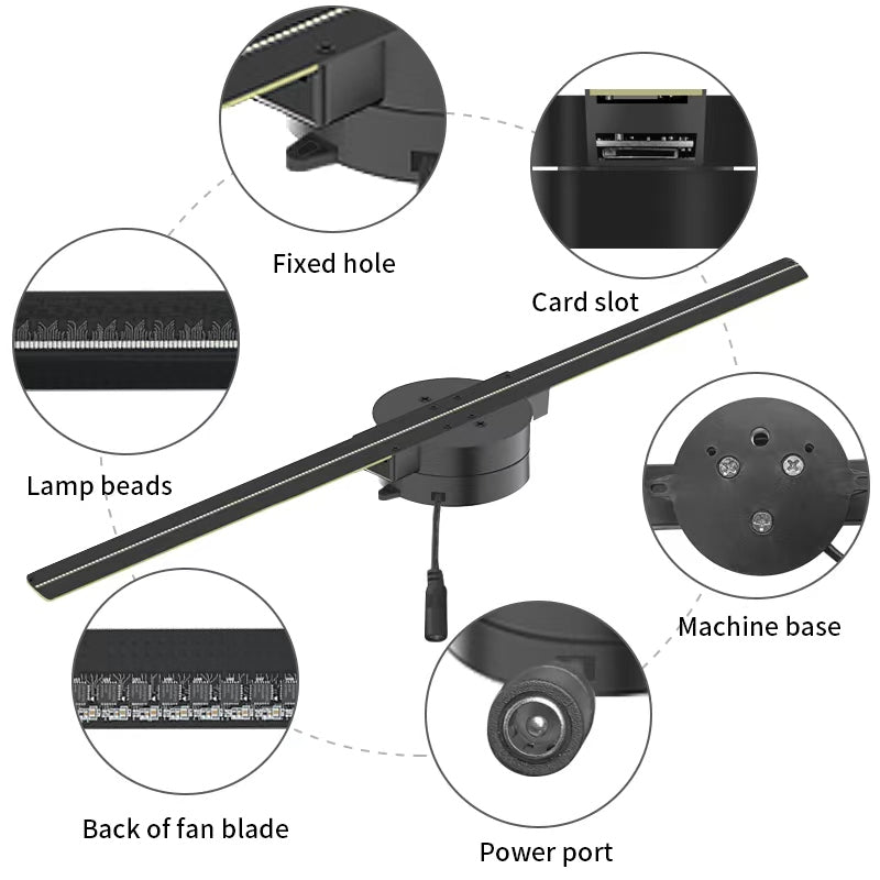 WiFi Holographic LED Fan Display — 42 cm Wall-Mounted, Weatherproof