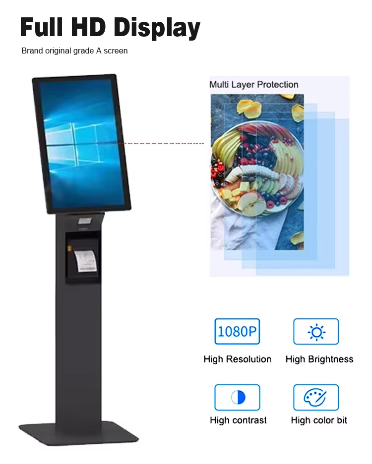 Self-Service Payment Kiosk — HD Touchscreen with Ticket Printer