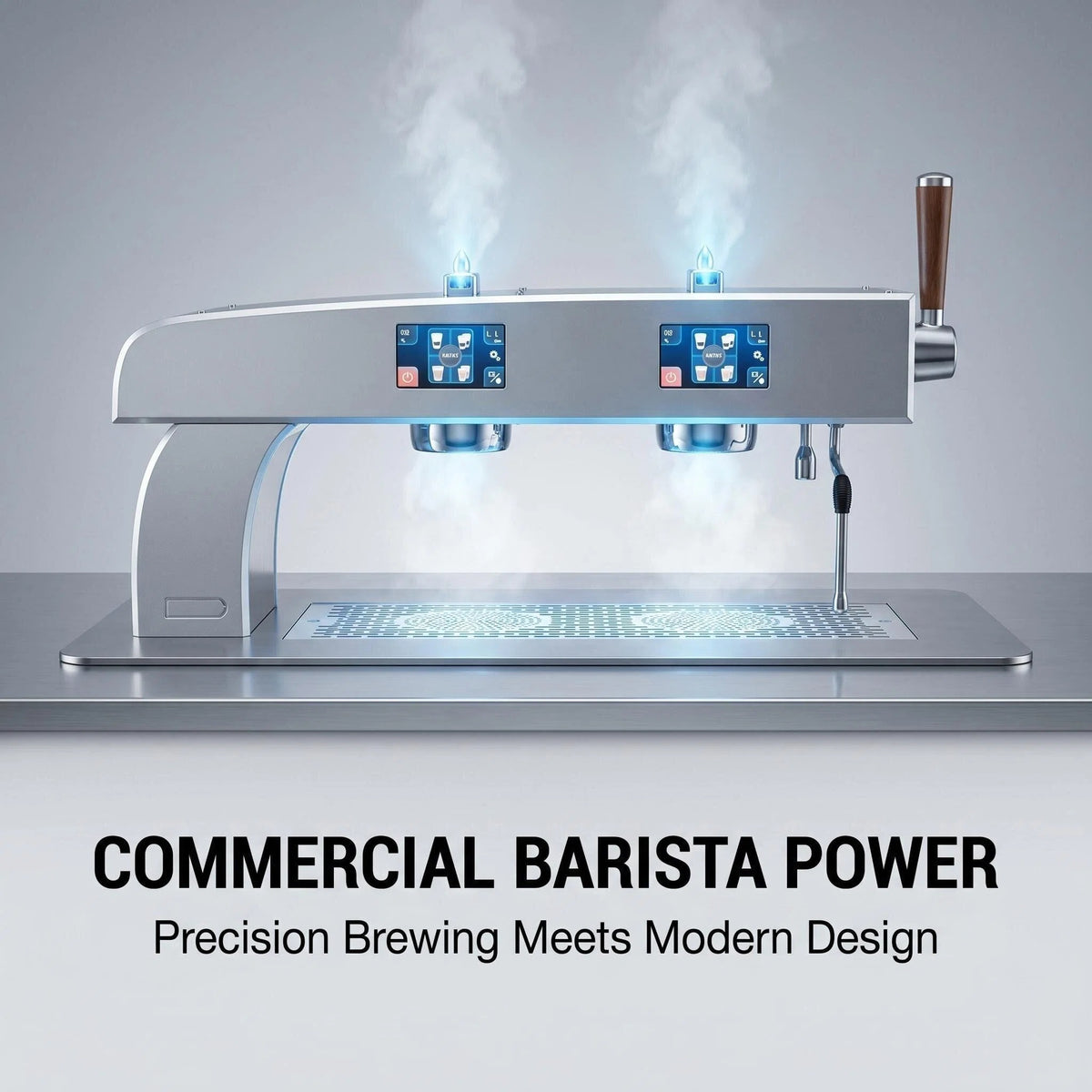 Commercial Dual-Boiler Espresso & Teapresso Machine — Dual Touchscreen