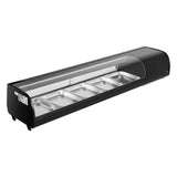 Commercial Countertop Sushi Display Case — 5-Pan, Curved Glass