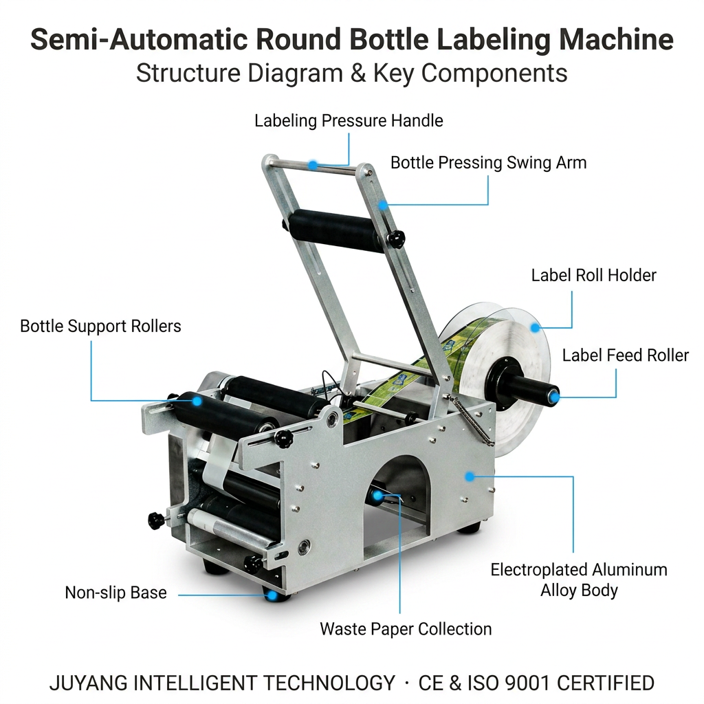 Semi-Automatic Round Bottle Labeling Machine — Desktop