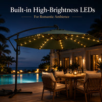 LED Cantilever Patio Umbrella — 10 ft Offset Outdoor Parasol image preview