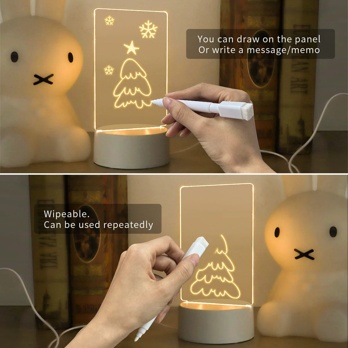 3D Acrylic LED Night Light — USB Warm-White Decorative Lamp