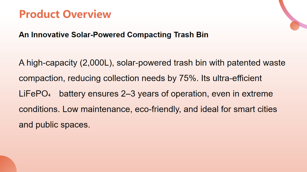 Solar-Powered Waste Compactor Bin — Odor Control, Anti-Theft
