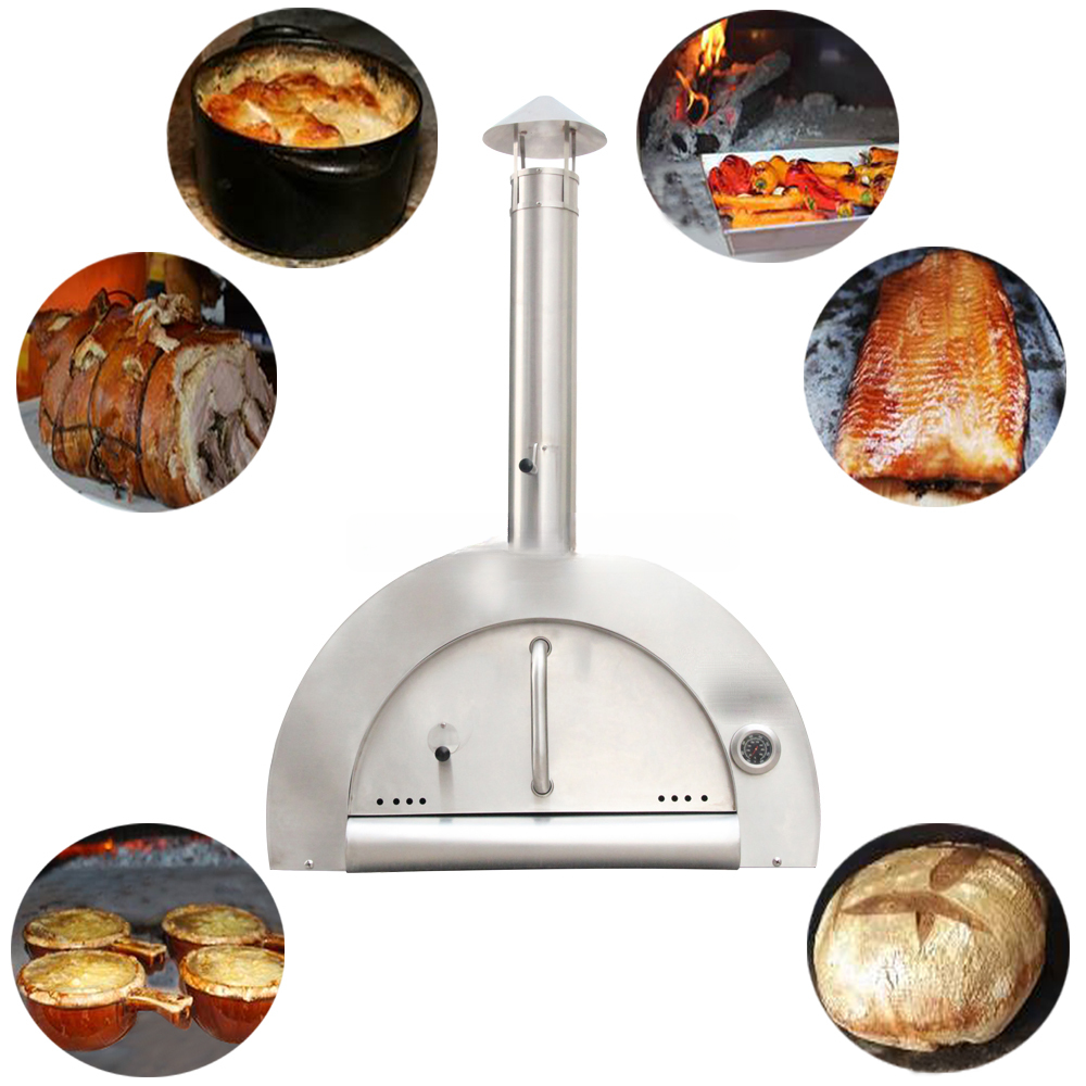 Freestanding Outdoor Wood-Fired Pizza Oven — Stainless Steel, 31"