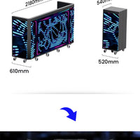 Foldable Portable LED DJ Booth Screen — Curved, on Wheels image preview