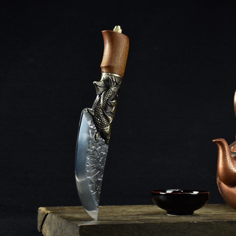 Hand-Forged Kitchen Knife with Fish-Shaped Guard
